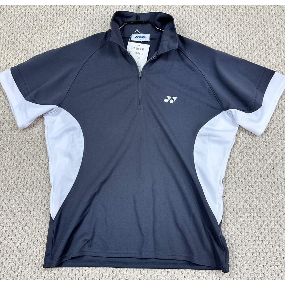 Yonex 1/4 Zip Shirt Womens L Dark Gray Badminton Sportswear Short Sleeve Sample